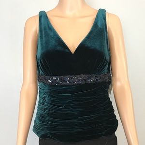 Adrianna Papell Boutique Stretch Velvet Beaded Top